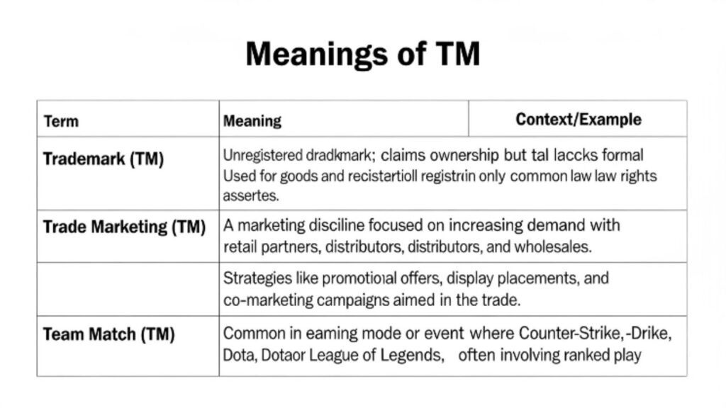 Quick Summary Table of TM Meanings