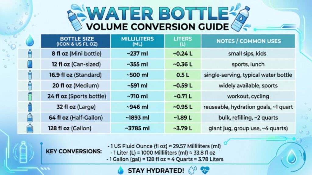 Water Bottle Volume Conversion