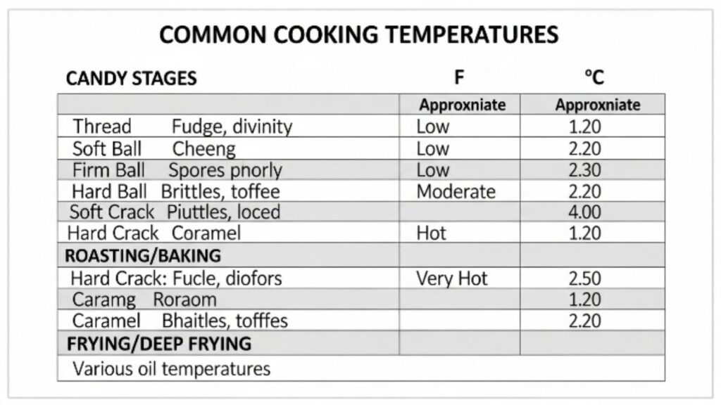 Chart for Common Cooking Temperatures