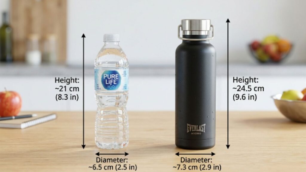 Plastic Water Bottle Dimensions vs Stainless Steel Water Bottle